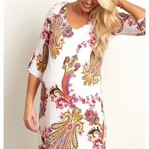 Pinkblush Maternity Dress Peach with Paisley
